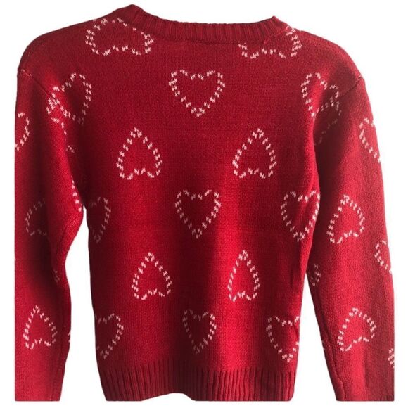 KIDS NWT DEREK HEART Red and White Hearts Design Sweater Size: 7/8 - Picture 3 of 5